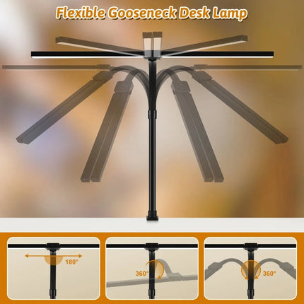 LED Desk Lamp Double/Single Head Architect Desk Lamps Office Eye-Caring Desk Light Stepless Dimmable Adjustable Gooseneck Lamp by zapcart