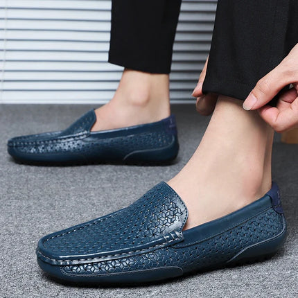 DZAG Men Leather Loafers Breathable Slip On Driving Shoes by zapcart