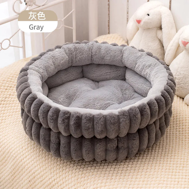 Plush Pet Bed for Dogs & Cats – Warm Washable Round Nest by zapcart