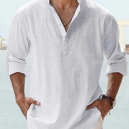 Animal Game Cotton Linen Shirts for Men Lightweight Henley by zapcart