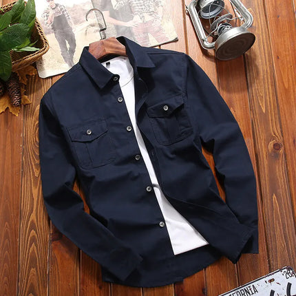 HOMAGROW Mens Dress Cargo Shirt Regular Fit Long Sleeve by zapcart
