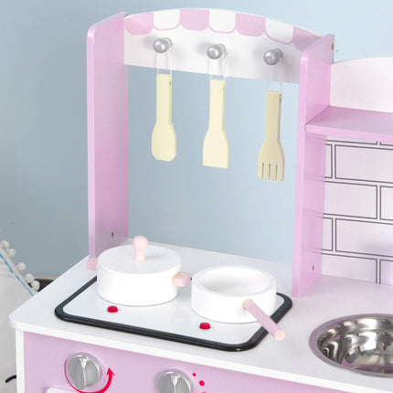 HOMCOM Kids Kitchen Play Set with Sound Utensils Pans Ages3 by zapcart