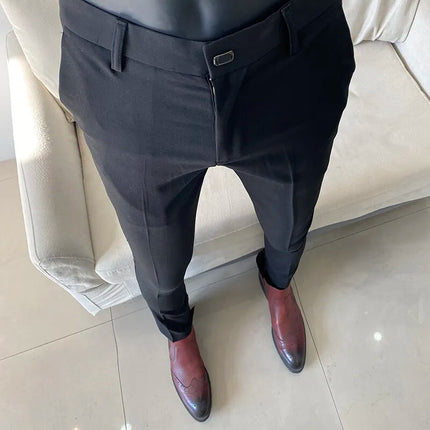 CN Zhejiang Mens Slim Fit Dress Pants Versatile All Match by zapcart