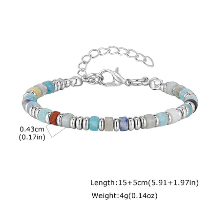 Trendy Unique Natural Stone Beaded Bracelet, Stainless Steel Chain Wristband Bracelet, Classic Tiger Eye Stone Jewelry for Men by zapcart