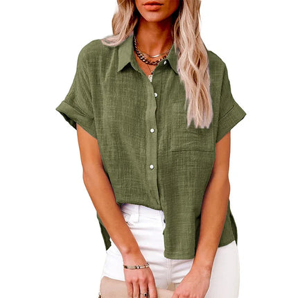 Cotton Linen Summer Tee For Women Breathable Loose Fit by zapcart