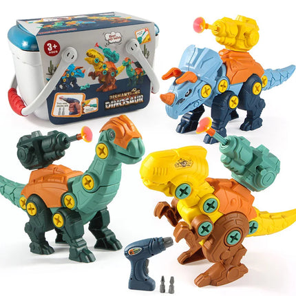Assembled Dinosaur Disassembly Children's with Soft Projectile Ejection Screwable Dinosaur Figures Bricks Dino Toys Combination by zapcart