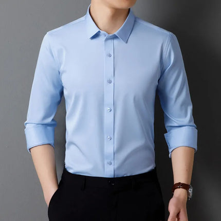 Faboten Mens Long Sleeve Shirt Solid Color Soft Fit by zapcart