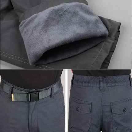 CN Zhejiang Mens Winter Cargo Pants Double Layer Fleece by zapcart
