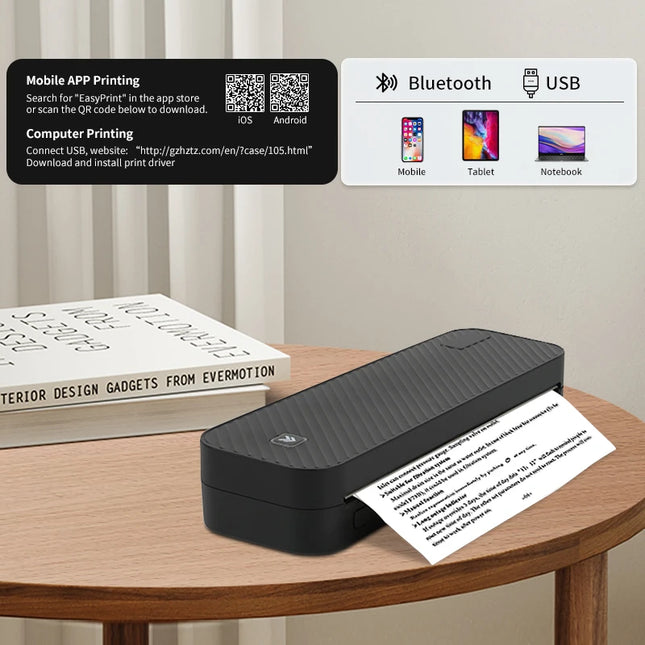HZTZ Inkless Portable A4 Bluetooth Thermal Printer For Home by zapcart