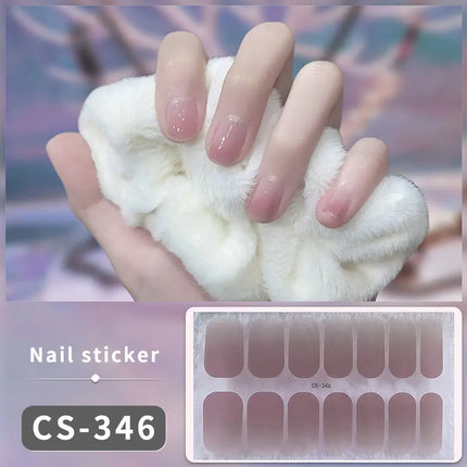 Pink Glitter Nail Stickers Full Cover Diy Manicure Deluxe by zapcart