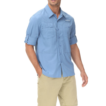 Men UPF 50 Fishing Shirt Back Mesh Sun Protection Casual by zapcart