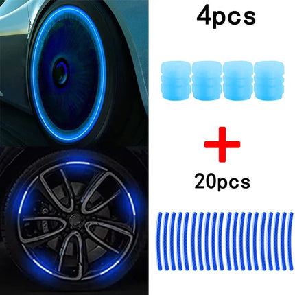 PVC Luminous Wheel Valve Caps Reflective Stickers For Cars by zapcart