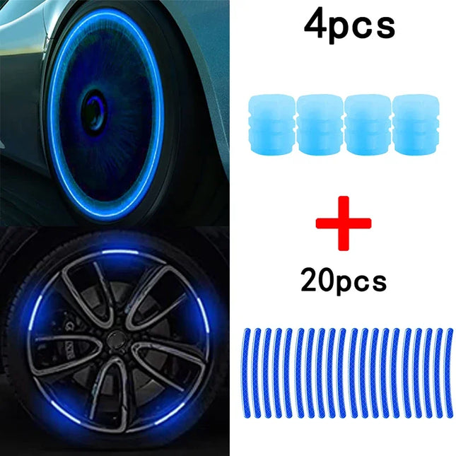 PVC Luminous Wheel Valve Caps Reflective Stickers For Cars by zapcart