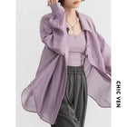 Chic Ven Women Shirts Loose Transparent Summer Tops by zapcart