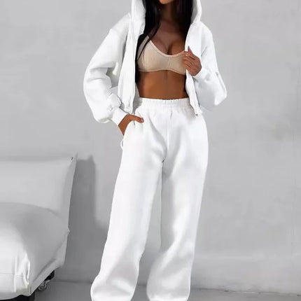 Womens Autumn Winter Sports Hooded Zip Sweatshirt Leggings by zapcart