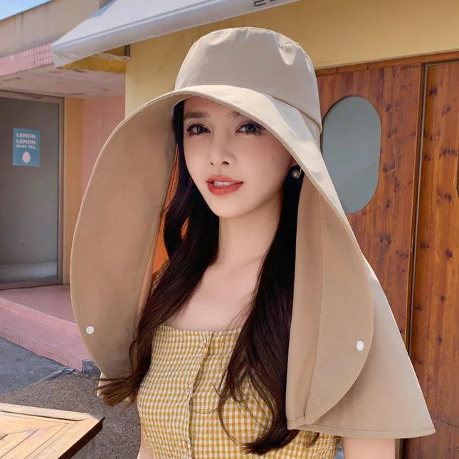 1/2/3PCS Summer Women's Sun Protection Sunshade UV Protection Hat Large Brim Face Covering Hat Face Mask Neck Protection Hat by zapcart