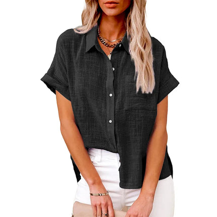 Cotton Linen Summer Tee For Women Breathable Loose Fit by zapcart