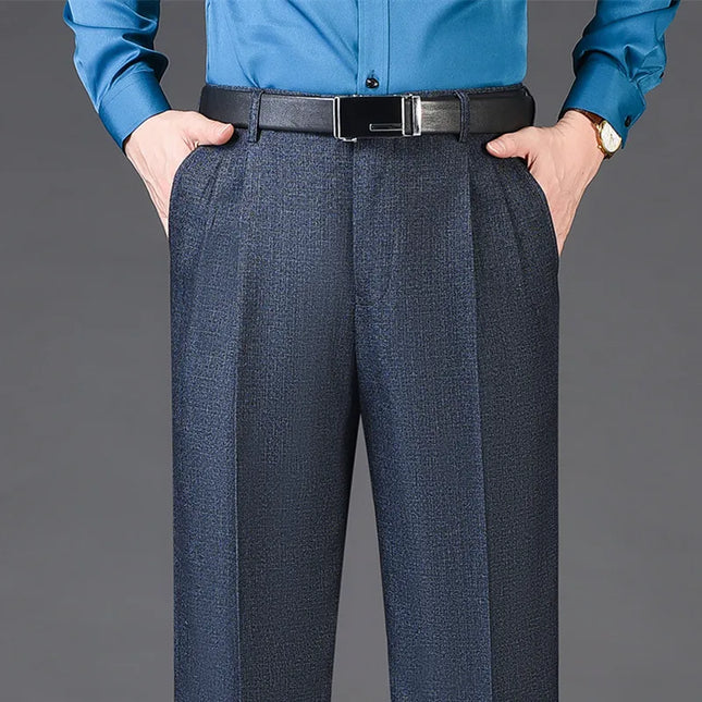 ICPANSCN Men High Waist Wool Cashmere Pleated Suit Pants by zapcart