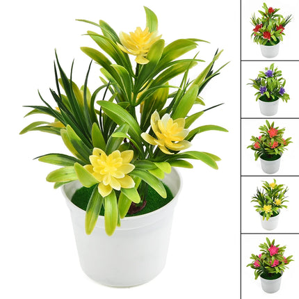 Artificial Flowers Pot Lifelike Low Maintenance Home Decor by zapcart