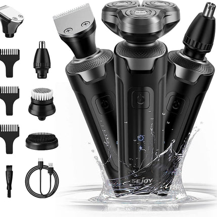 SEJOY 3 In 1 Mens Electric Shaver Waterproof Nose Trimmer