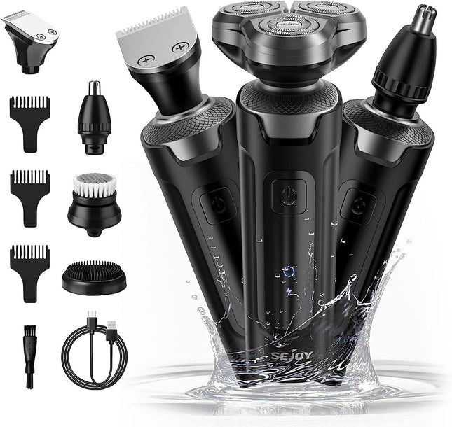 SEJOY 3 In 1 Mens Electric Shaver Waterproof Nose Trimmer