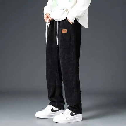 Ayrbao Corduroy Heavyweight Sweatpants For Men Casual Wear by zapcart