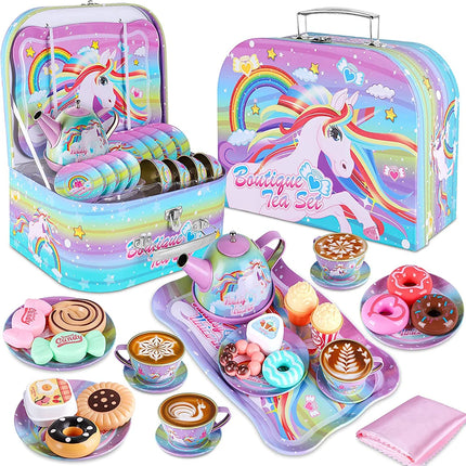 Princess Tea Set For Little Girls Metal Pretend Play Gift by zapcart