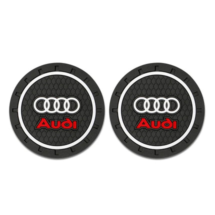 Audi Cup Holder Coasters 2Pcs Anti Slip EmblemsChoice by zapcart