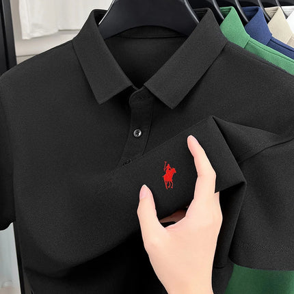 Men's Polo Shirt Embroidered Pony CN Zhejiang Breathable by zapcart