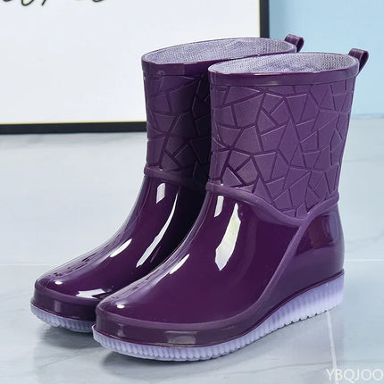 YBQJOO Women Waterproof Rain Boots Anti Slip Wear Resistant by zapcart