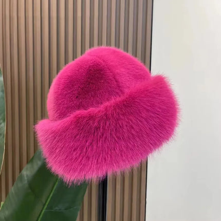 Zapcart Fluffy Fur Bucket Hat For Women Warm Winter Cap