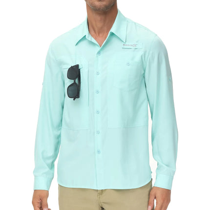 Men UPF 50 Fishing Shirt Back Mesh Sun Protection Casual by zapcart