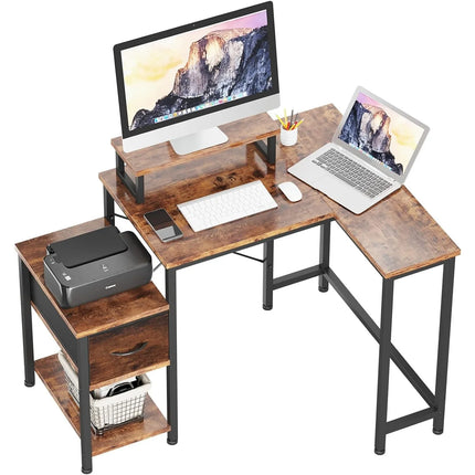 General L Shaped Corner Desk With Drawer And Monitor Stand by zapcart