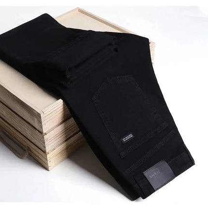 Tsingyi Men Jeans Vintage Black Straight Stretch Comfort by zapcart