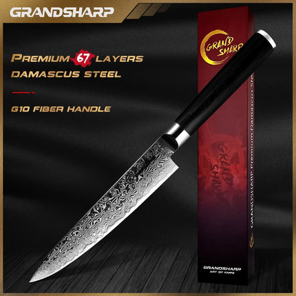 Grandsharp 6 Inch Damascus Utility Knife Premium For Cooks