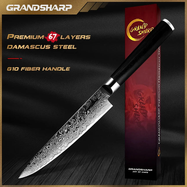 Grandsharp 6 Inch Damascus Utility Knife Premium For Cooks