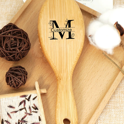 Personalised Bamboo Hairbrush AirCushion Detangling Unisex by zapcart
