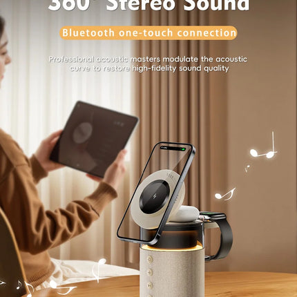 Magnetic Wireless Charging Station With Night Light Speaker by zapcart
