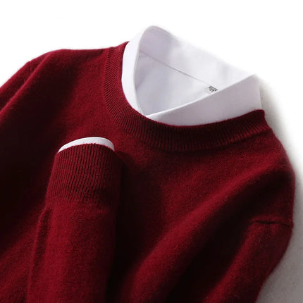 Ganleawort Men Wool Sweater Round Neck Warm Knit Pullover by zapcart