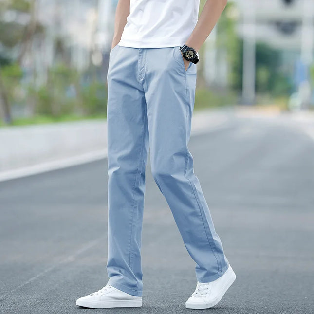 CN Guangdong Men Cotton Chinos Plus Size Summer Lightweight by zapcart