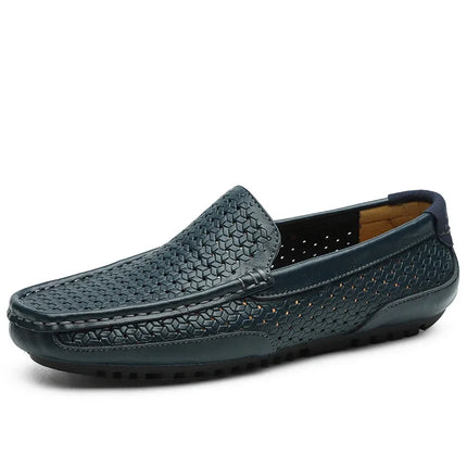 DZAG Men Leather Loafers Breathable Slip On Driving Shoes by zapcart
