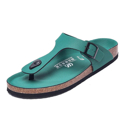 Shinefull Mens Leather Flip Flops Non Slip Durable Outdoor by zapcart
