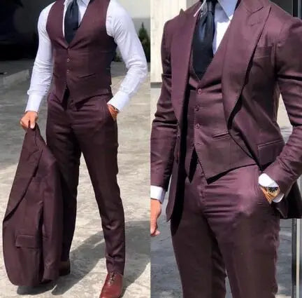 CN Zhejiang Men Three Piece Skinny Fit Wedding Suit by zapcart