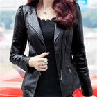 Ladies PU Leather Jacket 2024 Slim Zipper Plus Size Fashion by zapcart