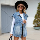 Women Long Denim Vest for Spring 2025 Streetwear Layering by zapcart