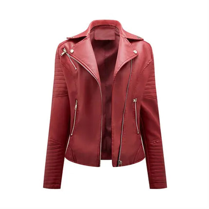 2024 Women Faux Leather Jacket PU Zipper Casual Outerwear by zapcart