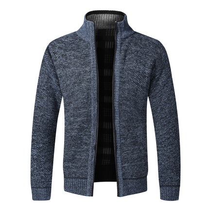 Mens Winter Cardigan Warm Fleece Zip Slim Fit Knit Jiangsu by zapcart