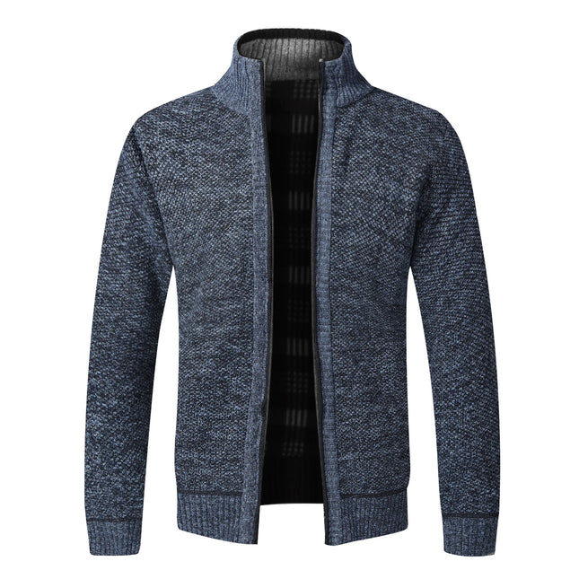 Mens Winter Cardigan Warm Fleece Zip Slim Fit Knit Jiangsu by zapcart