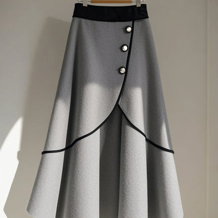 Elegant High Waist Slimming A Line Skirt Women Fashion by zapcart