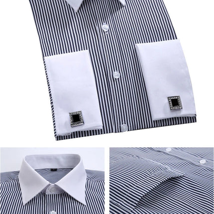 Men's French Cuff Dress Shirt White Long Sleeve CN Zhejiang by zapcart